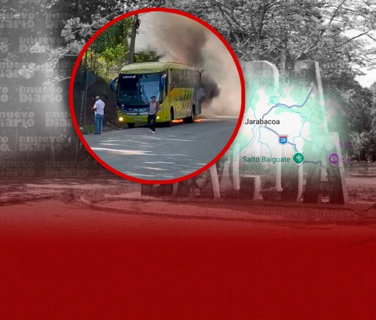 Caribe Tours se incendia en la vía Jarabacoa-La Vega y sigue sin aclararse el origen del fuego