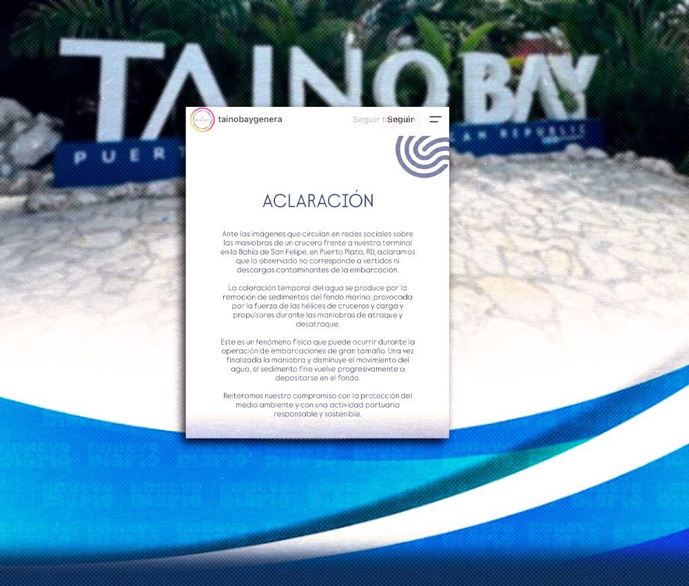 Puerto Plata aclara la coloración temporal del agua tras maniobras de un crucero