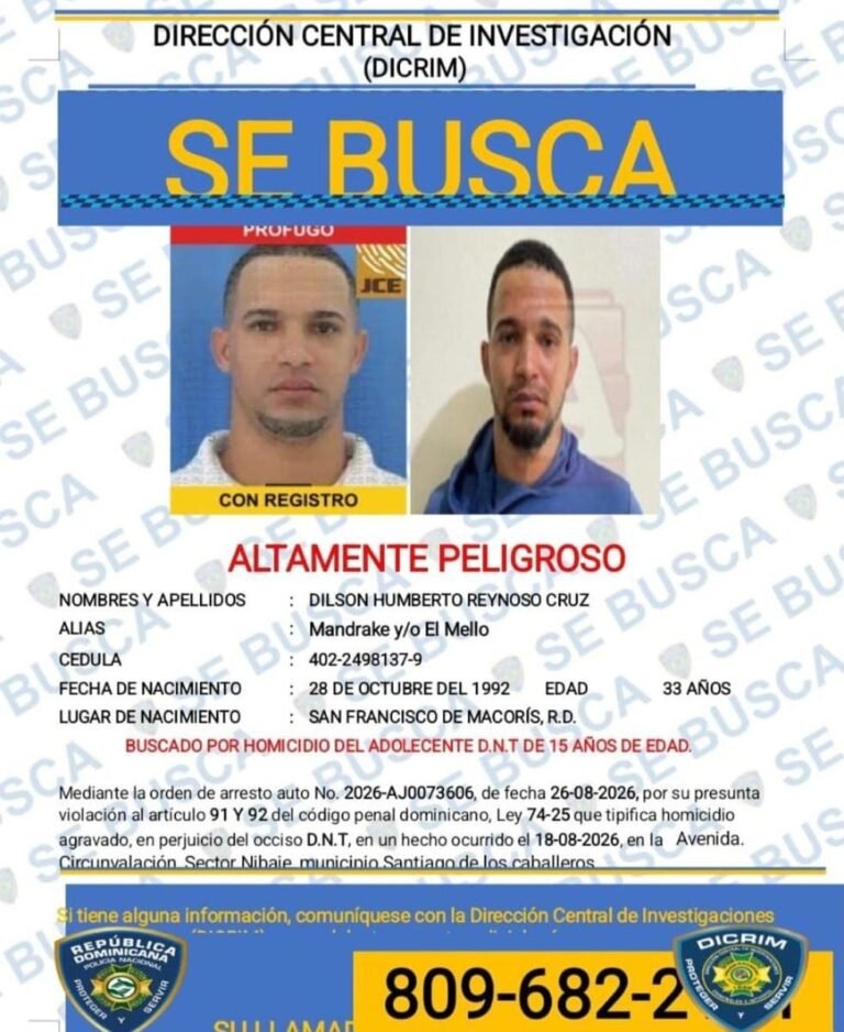 Matan a tiros en Santiago a Dilson Reynoso, uno de los más buscados, y persisten dudas sobre su control previo