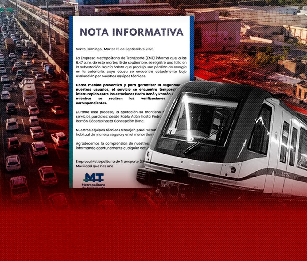 Tramo de la Línea 2 del Metro de Santo Domingo queda fuera de servicio por falla eléctrica